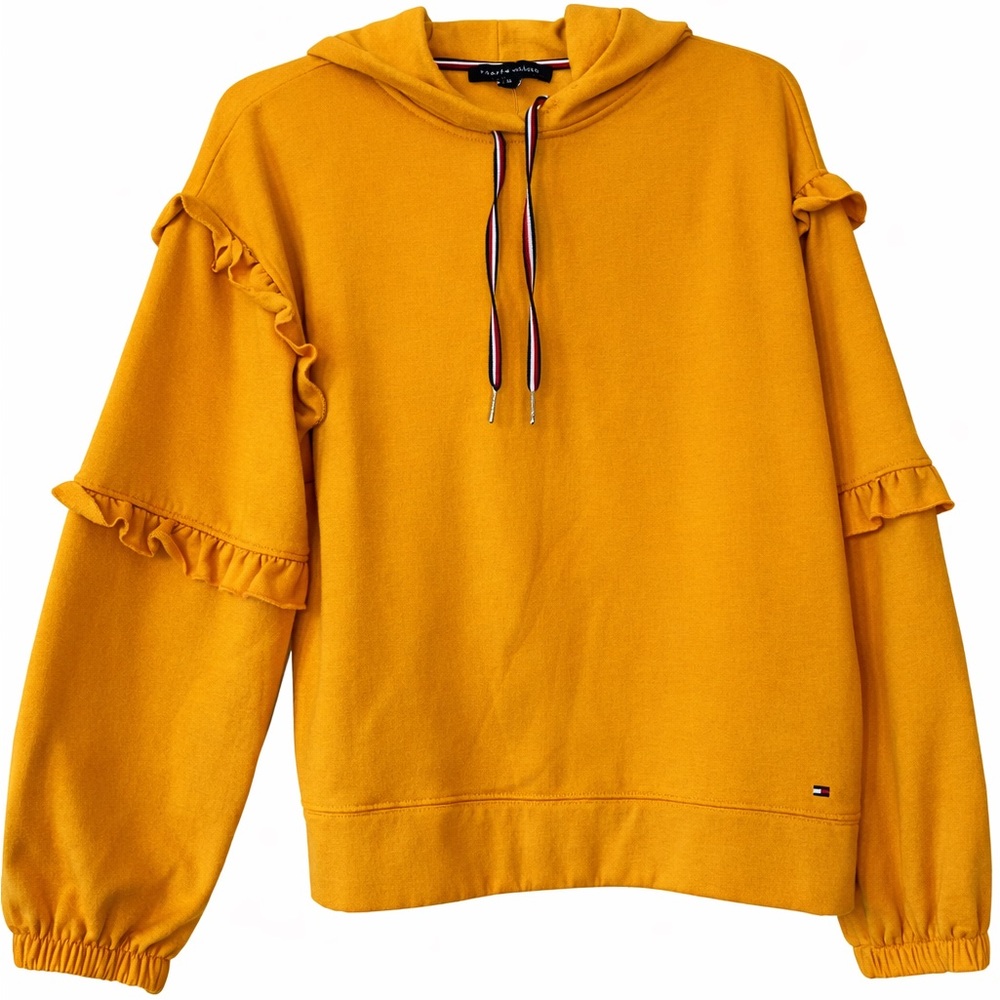 Tommy Hilfiger Hoodie mustard yellow size M ruffle sleeve